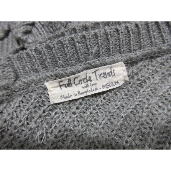 Full Circle Trends women's gray ruched cinch front v-neck knit sweater, M - Picture 9 of 11